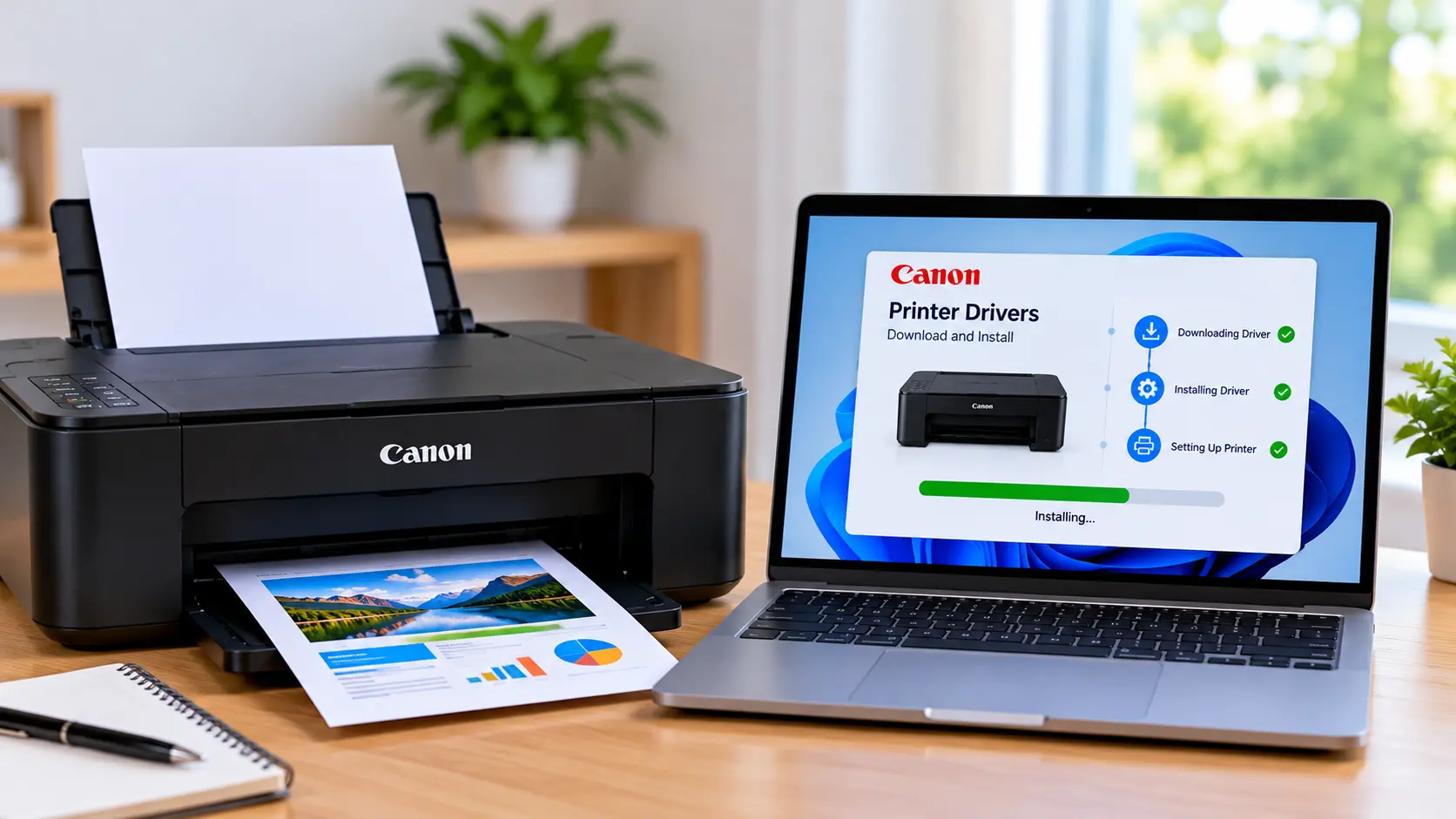 Canon printer driver download and installation on a computer