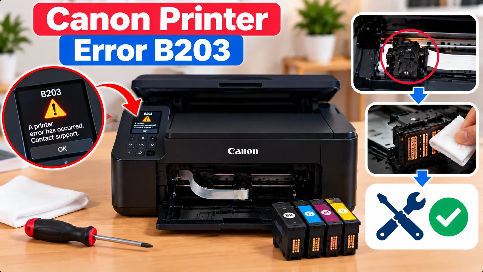 Canon printer error B203 troubleshooting