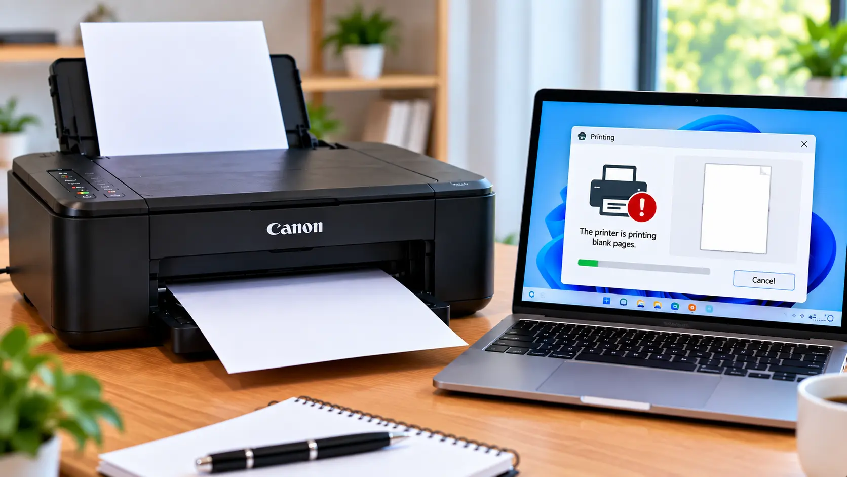 Canon printer printing blank pages