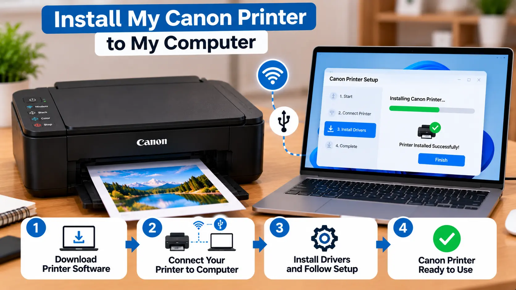 Install Canon printer to a computer