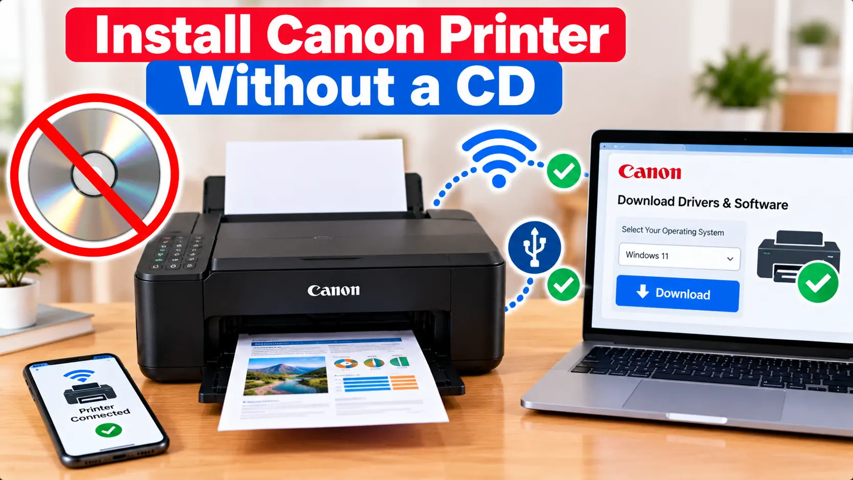 Install Canon printer without a CD